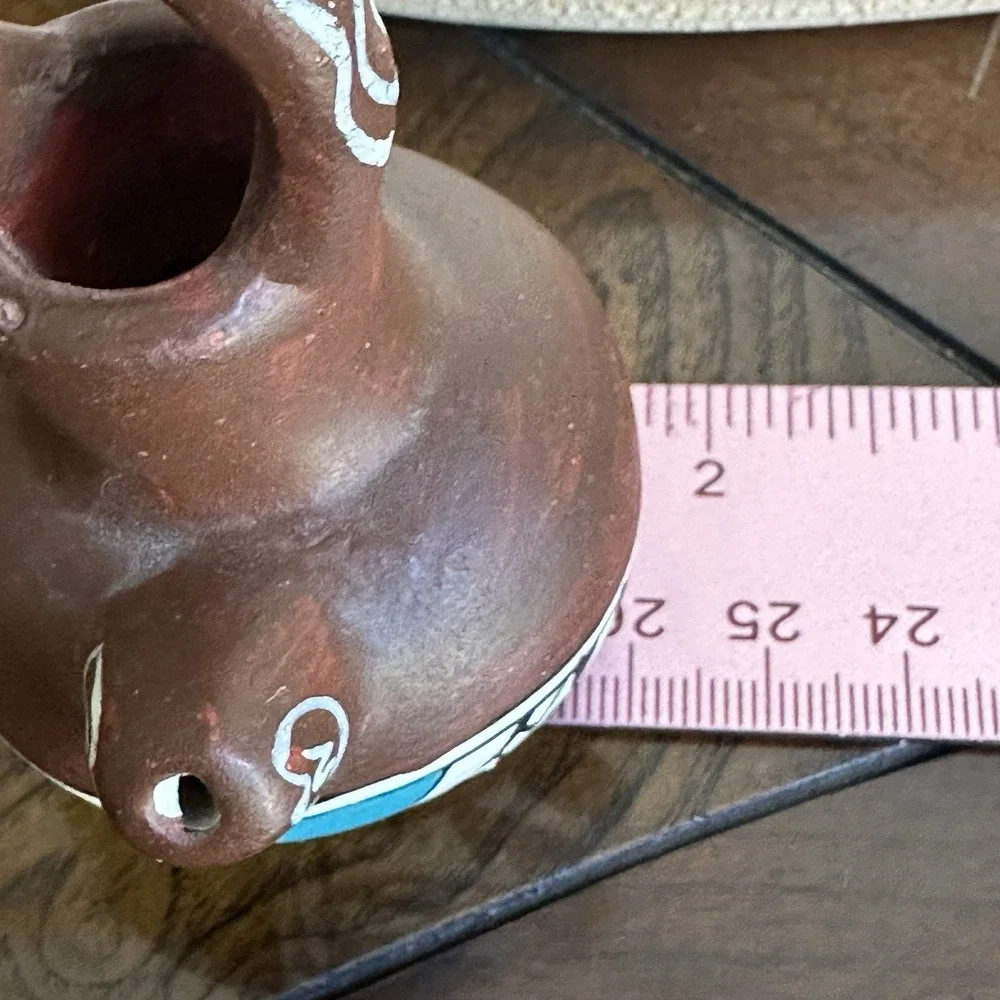 VTG Native American Pottery Mini 3.25 Inch Wedding Vase Geometric Artist Signed‎